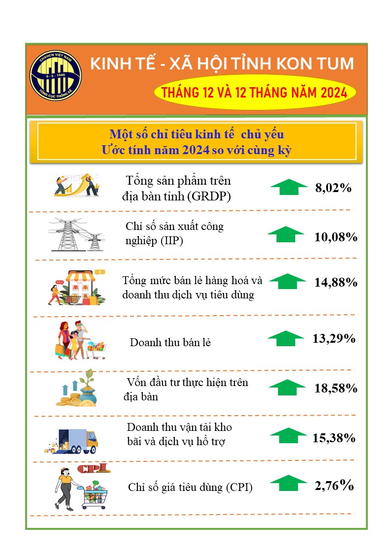 Infographic tình hình kinh tế - xã hội tỉnh Kon Tum năm 2024	